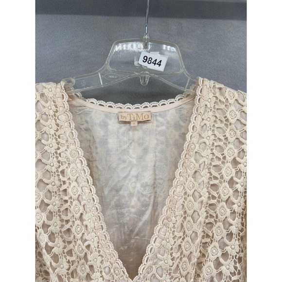 byTiMo Dress Women’s Sz S Ivory Lace Crochet Puff Sleeve V-Neck Babydoll NWOT - Picture 11 of 11